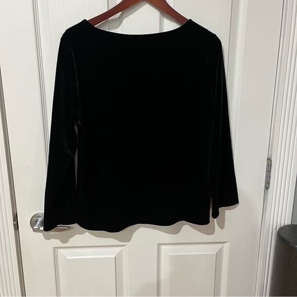 COPY - Rachel Zoe black faux velour long sleeve belt Excellent top size large - Picture 7 of 10